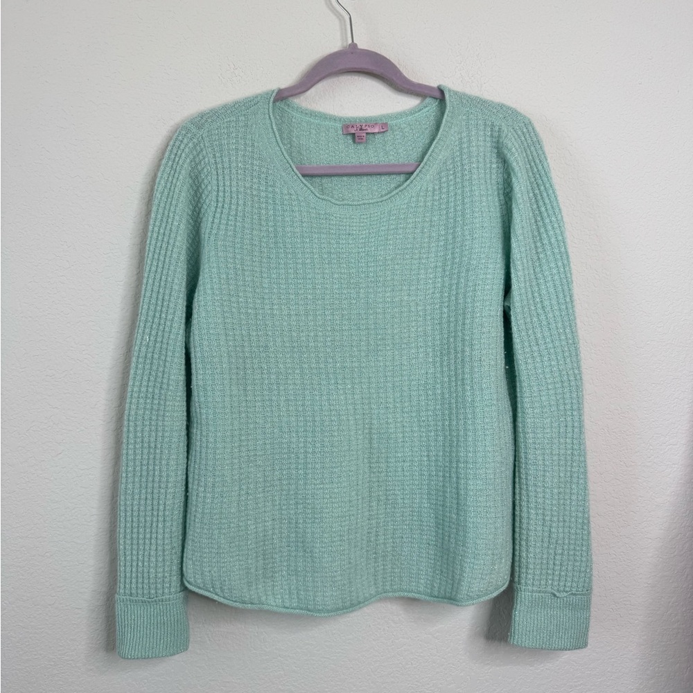 Calypso St. Barth Mint Green Waffle Knit Sweater